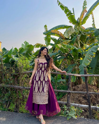 Latest Designer Embroidered Stitched Plazo Suit