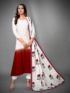 Barn Red Color Cotton Rayon Full Stitched Salwar Suit For Women