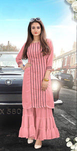 Pink Colored Pure Georgette Sharara Kurti For Women VT1031101D