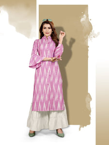 Noble Pink White Cotton Digital Printed Sharara Fancy Kurti For Women ARYA127C