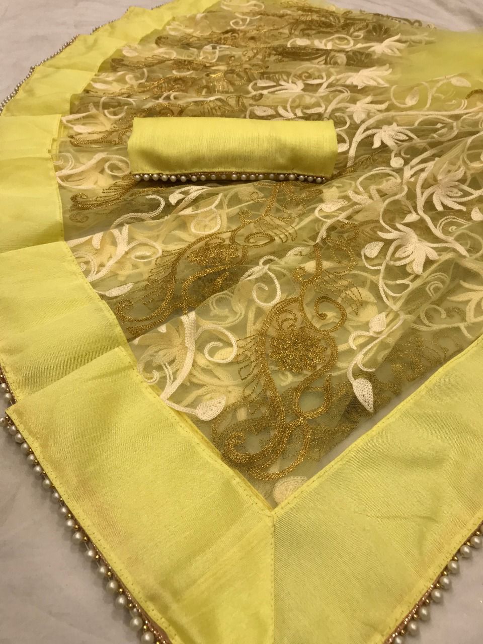 Latest Designer Net Embroidered Saree For Women