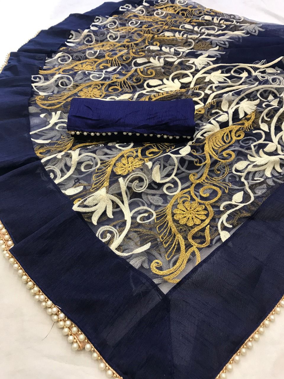 Latest Designer Net Embroidered Saree For Women