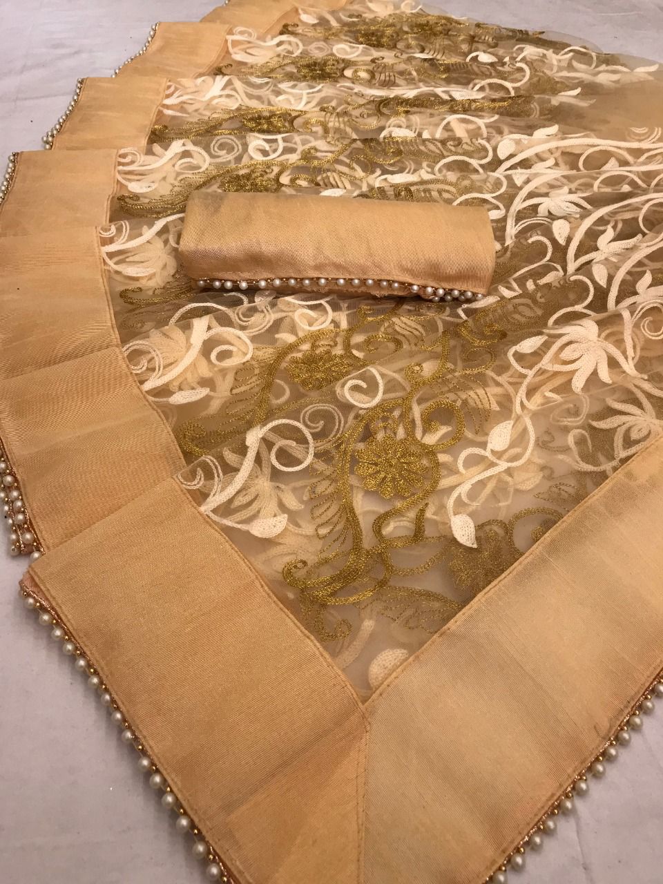 Latest Designer Net Embroidered Saree For Women