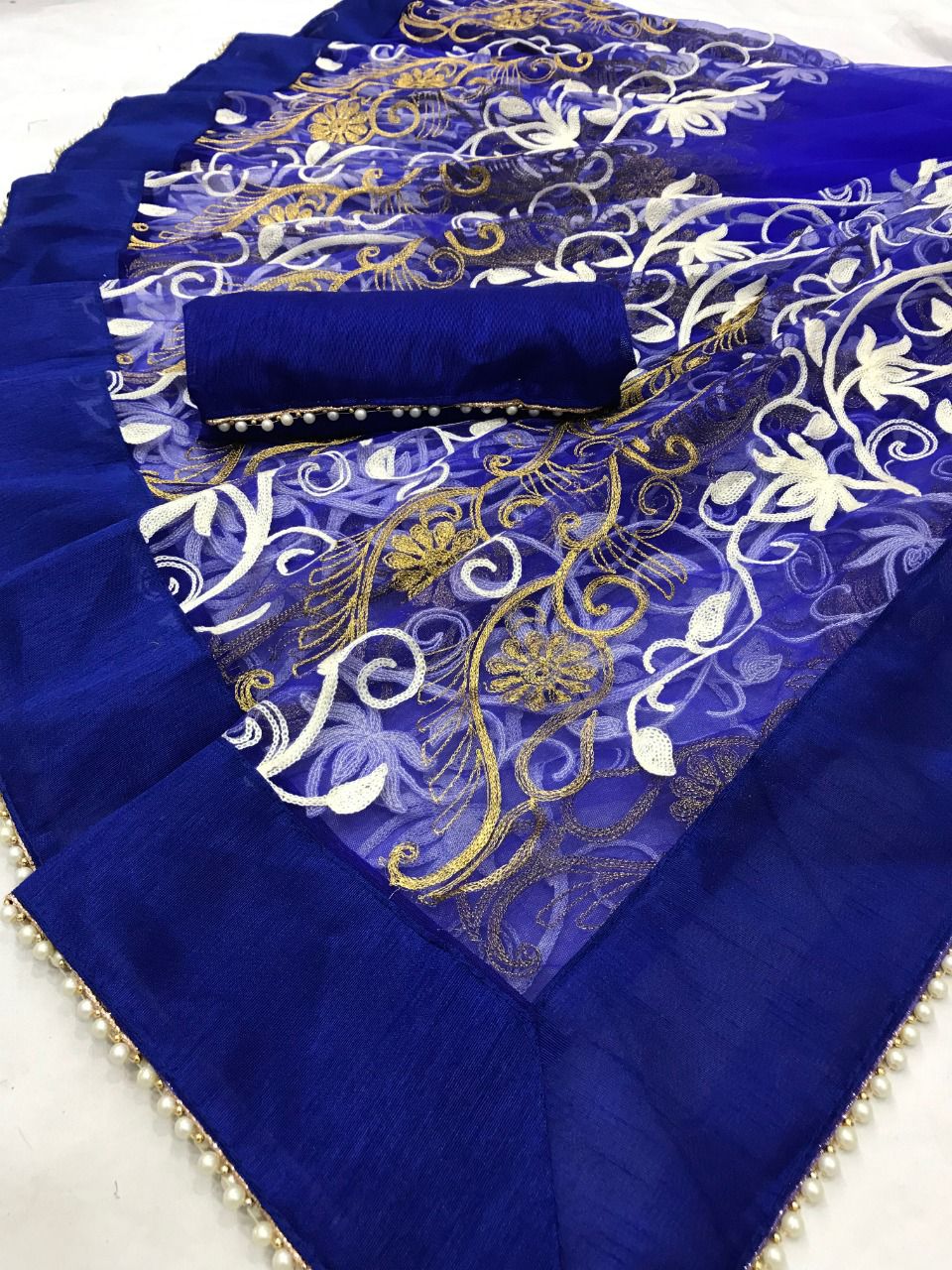 Latest Designer Net Embroidered Saree For Women