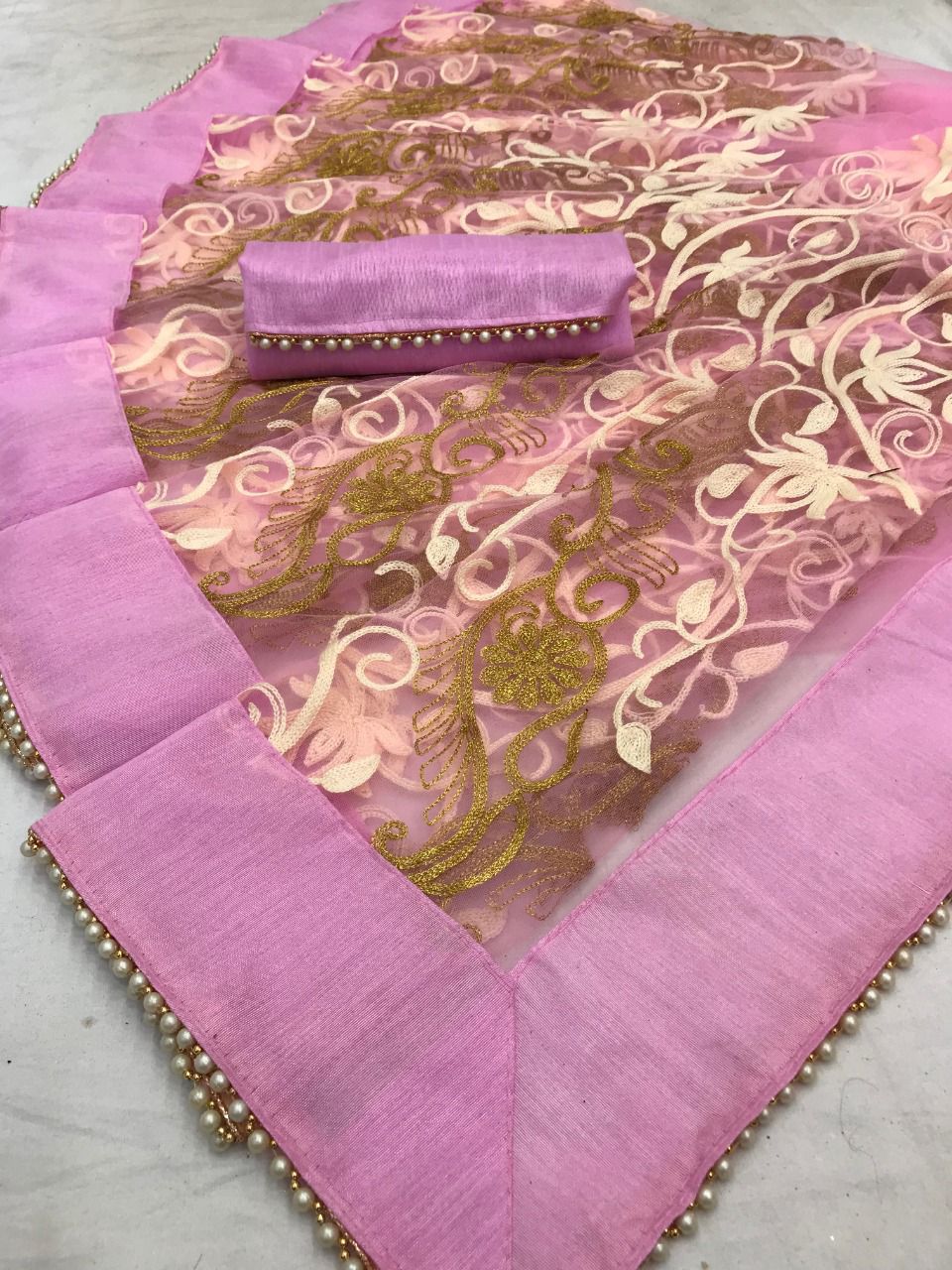 Latest Designer Net Embroidered Saree For Women