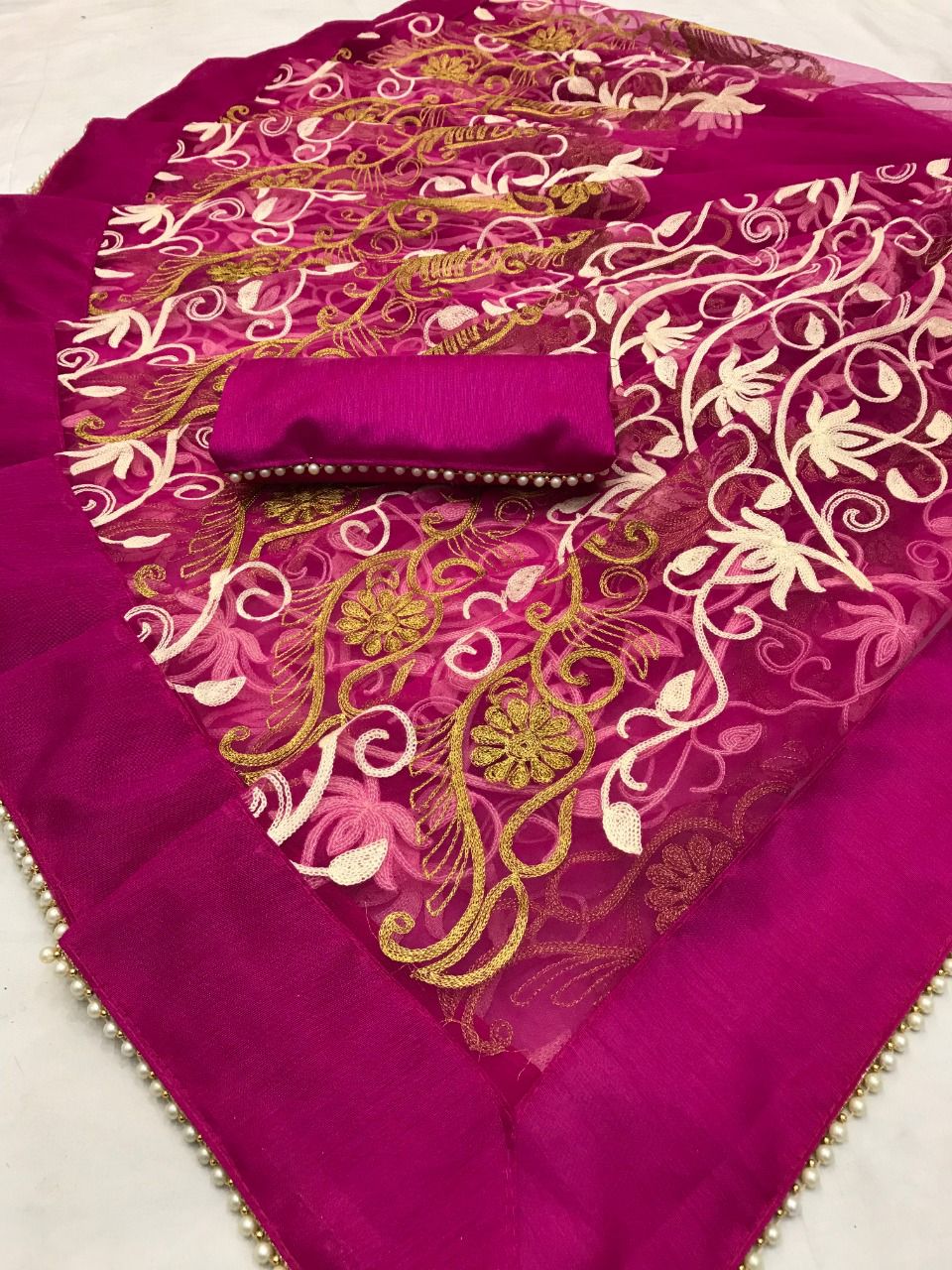 Latest Designer Net Embroidered Saree For Women