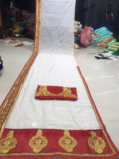 Latest Designer Embroidered Pallu Saree with Blouse