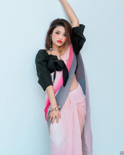 Multi color designer georgette saree with blouse for women