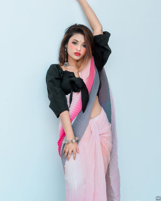 Multi color designer georgette saree with blouse for women