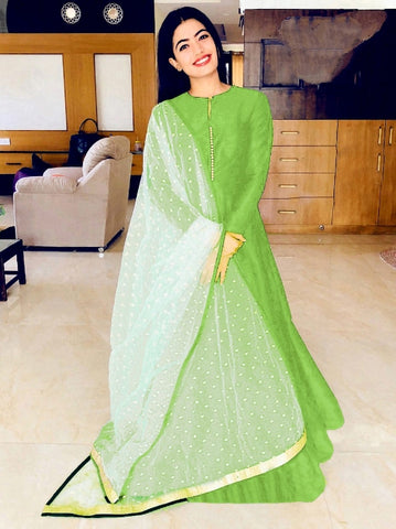 Tremendous Green Banglori Silk With Lining Gown for Party Wear