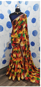 Dazzling Multi Colored Pure Weight Less Printed Saree for Party Wear