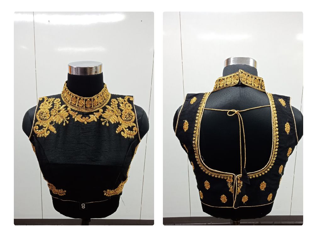 Exquisite Black Fantom With Thread Diamond Work Ready Made Blouse for Party Wear