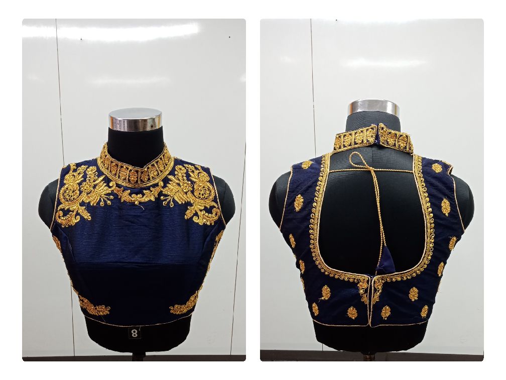 Gorgeous Navy Blue Fantom With Diamond Thread Work Ready Made Blouse for Party Wear