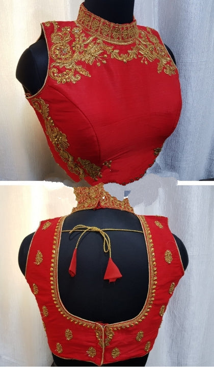 Amazeballs Red Fantom With Diamond Thread Work Ready Made Blouse for Party Wear