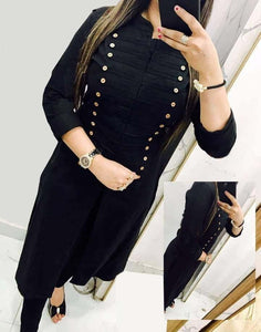 Black Color Party Wear Rayon Selfie Stitched Kurti For Women