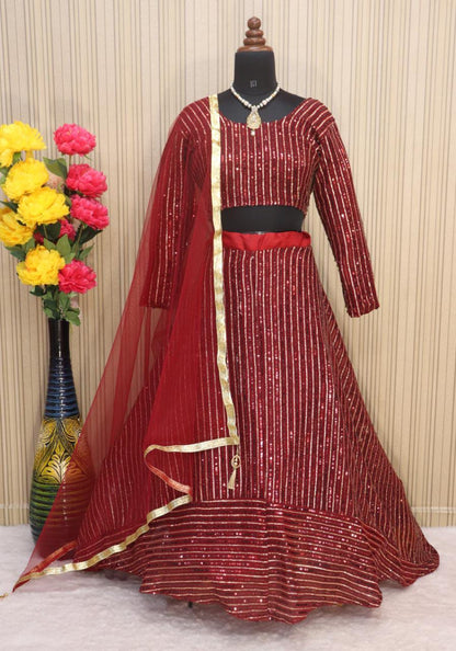 Maroon Color Designer Embroidered Work Latest lehenga choli for women