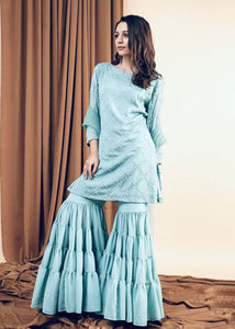 Awesome Blue Color Designer Sharara Designer suit set