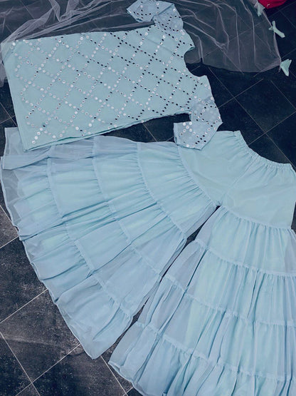 Awesome Blue Color Designer Sharara Designer suit set