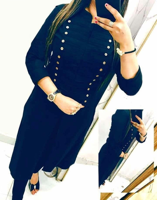 Blue color Function Wear Rayon Selfie Stitched Kurti For Women