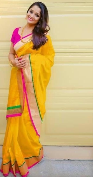 Fabulous Yellow Designer Chanderi Silk Party Wear Saree for Party Wear