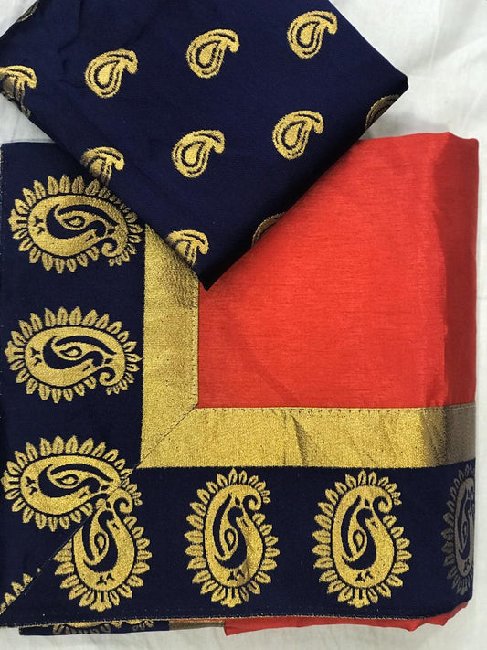 Radiant Orange Zoya Silk With Jacquard Viscos Border Saree for Party Wear