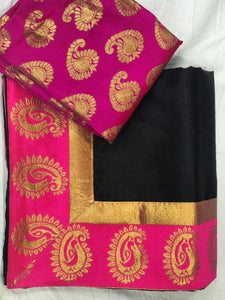 Ravishing Marvellous Black Zoya Silk With Jacquard Border Saree for Party Wear