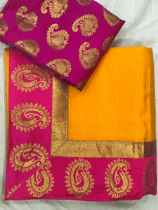 Striking Yellow Zoya Silk With Jacquard Border Saree for Party Wear