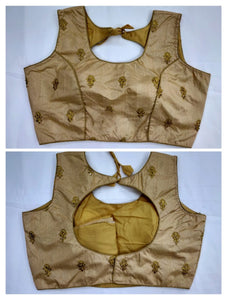 Super Golden Colored Fantam With Ready Made Golden Work Blouse for Party Wear