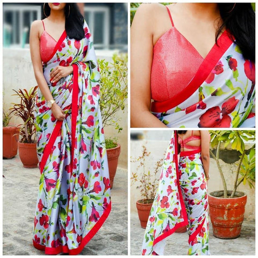 Dazzling Multi Colored Georgette With Printed Designer Saree Online