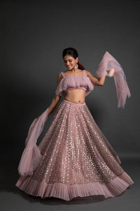 Amazeballs Baby Pink Net With Embroidered Work Lehenga Choli Design Online