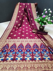 Outstanding Maroon Silk With Rich Pallu Designer Saree Online