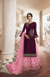 Mind-Boggling Dark Pink Rangoli With Embroidered Work Plazo Salwar Suit