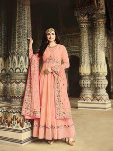 Bewitching Peach Silk With Diamond Embroidered Work New Salwar suit Design Online