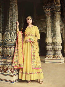 Charming Yellow Silk With Embroidered Diamond Work New Salwar suit Design Online