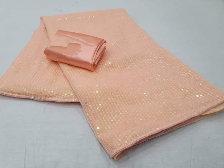 Exquisite Light Orange Georgette With Embroidered Work Designer Fancy Saree Online
