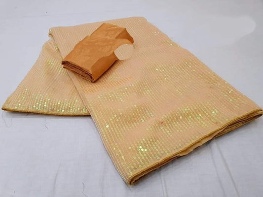 Knockout Chiku Georgette With Embroidered Work Designer Fancy Saree Online