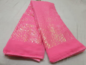 Remarkable Pink Georgette With Embroidered Work Designer Fancy Saree Online