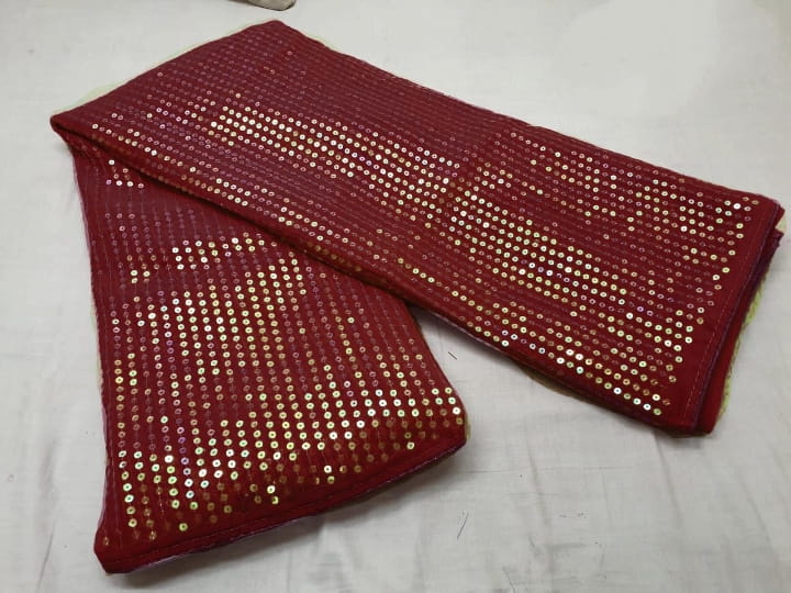 Astonishing Maroon Georgette With Sequence Embroidered Work Designer Fancy Saree Online