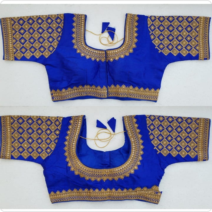 Radiant Royal Blue Silk With Zari Thread Readymade Fancy Blouse