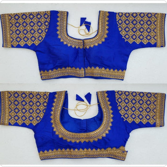 Radiant Royal Blue Silk With Zari Thread Readymade Fancy Blouse
