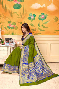 Beauteous Green Banarasi Kota Silk Wedding Wear Designer Fancy Saree Online
