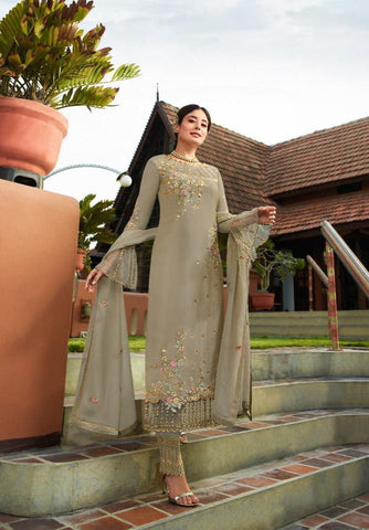 Tremendous Grey Georgette With Embroidered Work Plazo New Salwar suit Design Online