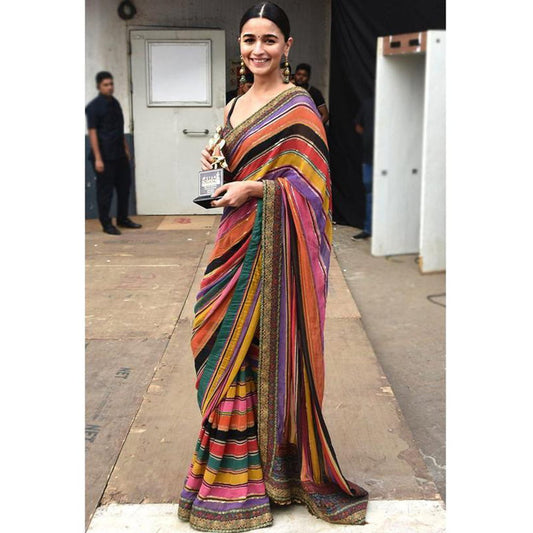Magnificent Aliya Bhatt Fame Printed Georgette Designer Fancy Saree Online