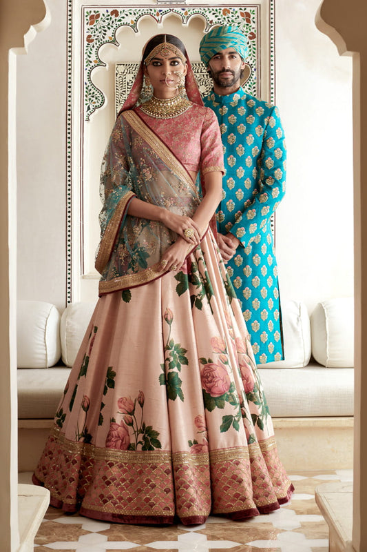 Impressive Aqua Blue Silk With Dori Embroidered Sequence Work New Lehenga Choli Design Online