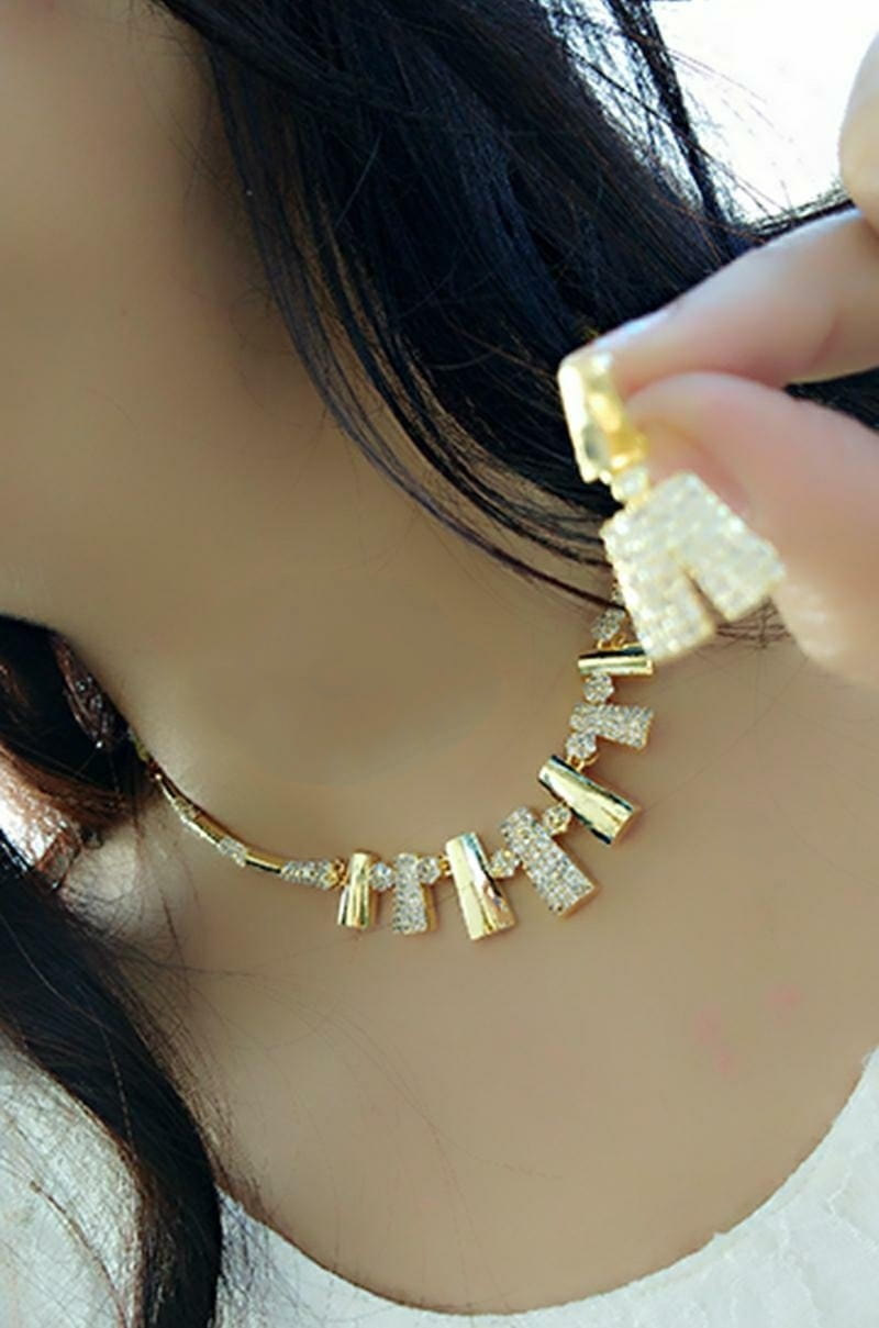 Fab Wonderful Golden Sleek Imitation Necklace Set Online
