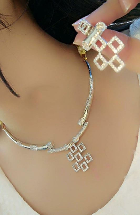 Super Silver Sleek Imitation Necklace Set Online