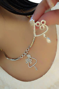 Lovely White Rodium American Diamond Artificial Necklace Set Online