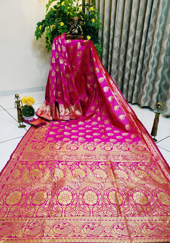 Devastating Rani Pure Cotton Silk Jacquard Designer Fancy Saree Online