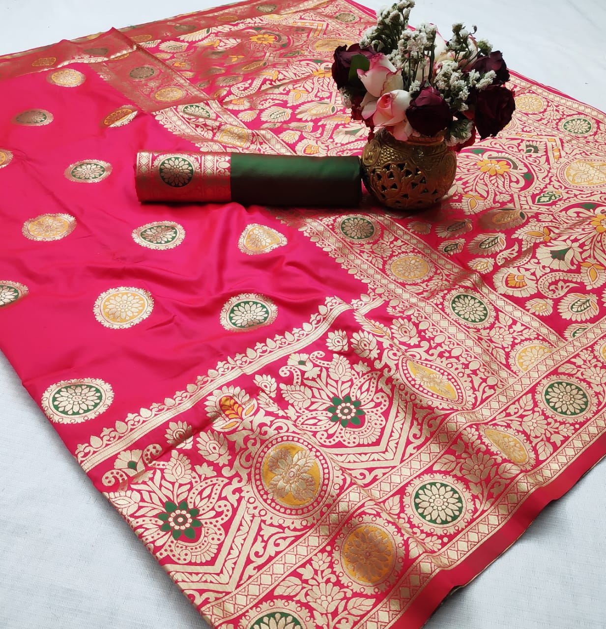 Pretty Pink Soft Silk With Weaving Designer Saree Online
