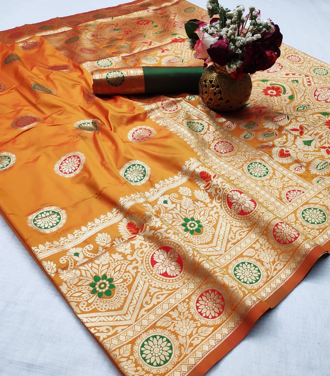 Sensational Mustard Soft Silk Weaving Designer Saree Online